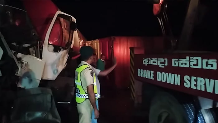 Fuel bowser collided with a lorry in Southern Expressway in Sri Lanka