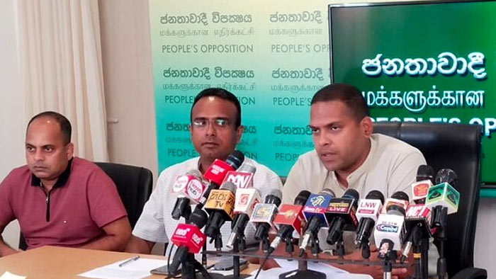 Harin Fernando with Manusha Nanayakkara - Samagi Jana Balawegaya Press Conference