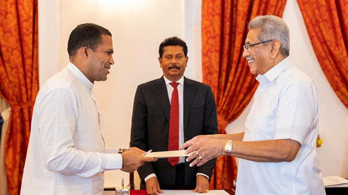 Harin Fernando with Sri Lankan President Gotabaya Rajapaksa