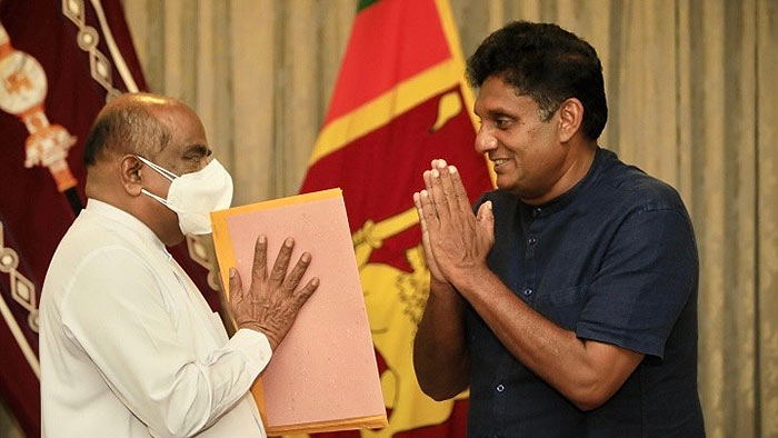 Mahinda Yapa Abeywardena with Sajith Premadasa