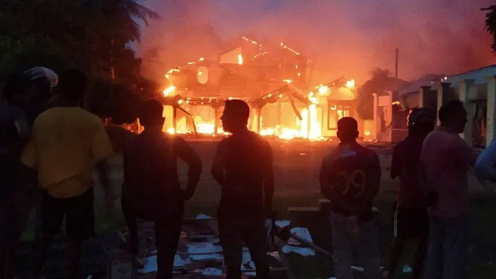 The home of government minister Sanath Nishantha was among several set on fire