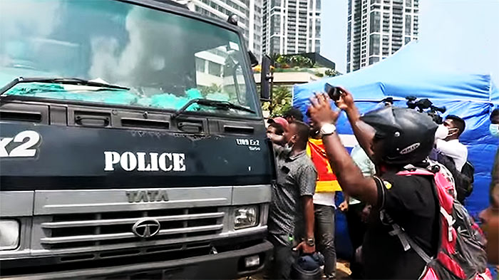 Police truck in Sri Lanka