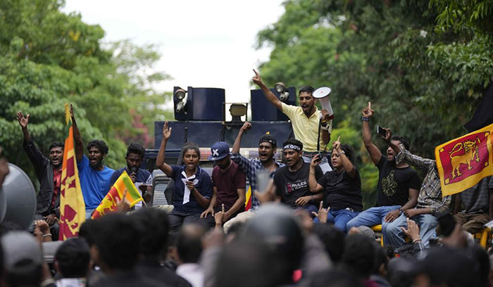 Protest near Parliament of Sri Lanka
