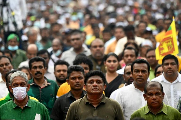 Sajith Premadasa takes part in a May Day rally in Colombo Sri Lanka