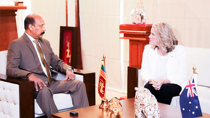 Australian Minister for Home Affairs Clare O'Neil meets Sri Lankan Defence Secretary General Kamal Gunaratne