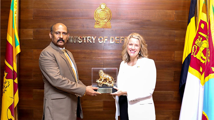 Australian Minister for Home Affairs Clare O'Neil meets Sri Lankan Defence Secretary General Kamal Gunaratne