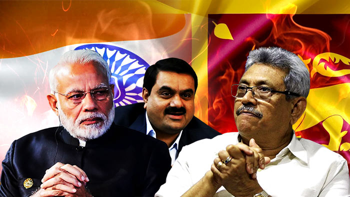 Indian Prime Minister Narendra Modi, Gautam Adani and Sri Lankan President Gotabaya Rajapaksa