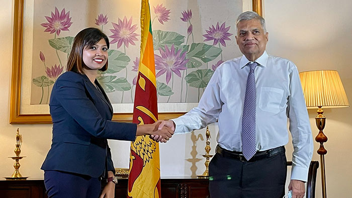 NDTV journalist Sreeja MS with Sri Lankan Prime Minister Ranil Wickremesinghe