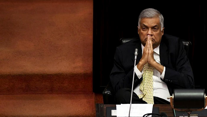 Sri Lankan Prime Minister Ranil Wickremesinghe in Parliament of Sri Lanka