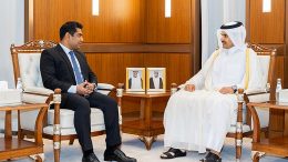 Sri Lanka’s Power and Energy Minister Kanchana Wijesekera with Qatar’s Energy Affairs State Minister and President and CEO of Qatar Energy, Saad Sherida Al-Kaabi