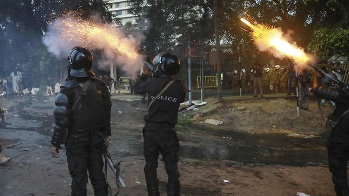 Police tear gas in Sri Lanka