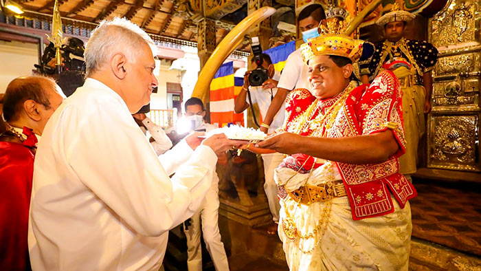 Sri Lanka President Ranil Wickremesinghe visits Sri Dalada Maligawa in Kandy