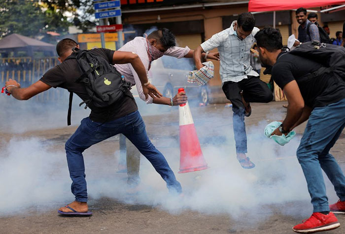 Sri Lanka police fire tear gas at anti-government protesters
