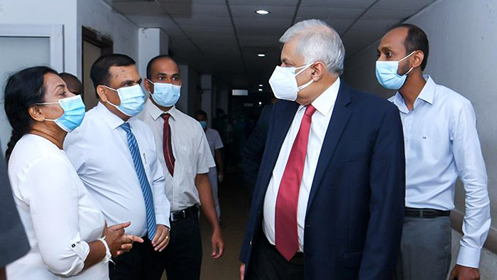 President Ranil Wickremesinghe visits Jackson Anthony at Colombo National Hospital