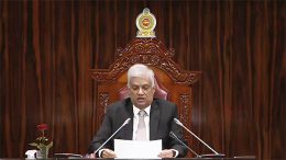 Sri Lankan President Ranil Wickremesinghe in Parliament of Sri Lanka