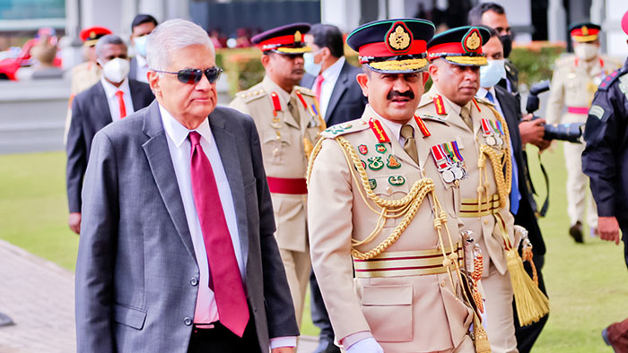 Sri Lanka President Ranil Wickremesinghe with Army Commander Vikum Liyanage