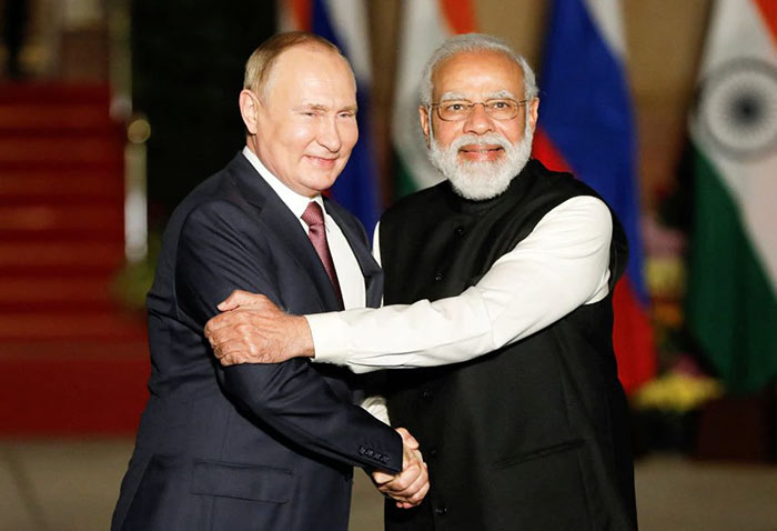 Russia&apos;s President Vladimir Putin with India&apos;s Prime Minister Narendra Modi