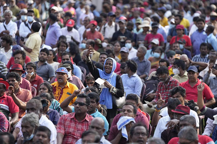 Protesters in Colombo Sri Lanka