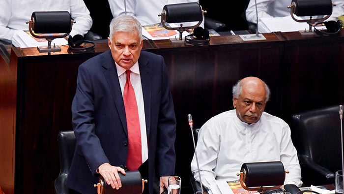 Sri Lanka President Ranil Wickremesinghe in Parliament