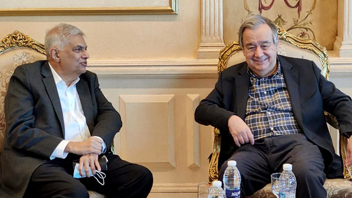 Sri Lanka President Ranil Wickremesinghe with Secretary-General of the United Nations Antonio Guterres