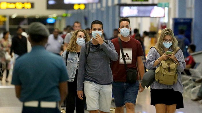 Tourists arrive at Sri Lanka Airport