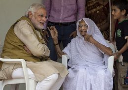 Heeraben Modi with India Prime Minister Narendra Modi