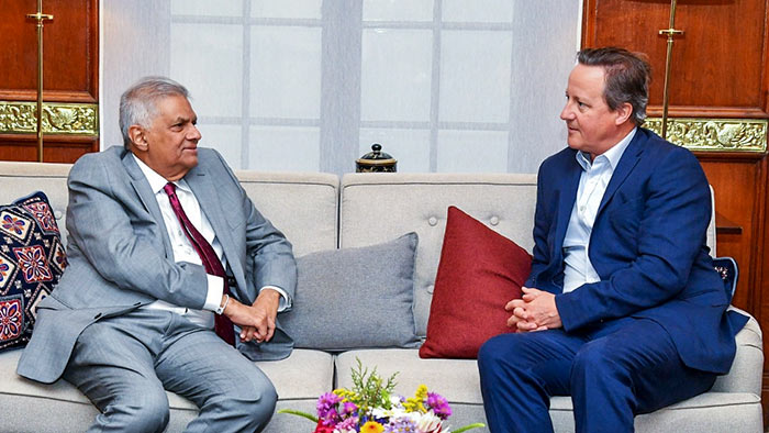 Former British Prime Minister David Cameron meets Sri Lanka President Ranil Wickremesinghe