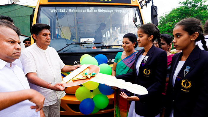 Sajith Premadasa donated a bus to Nugegoda Mahamaya Balika Vidyalaya
