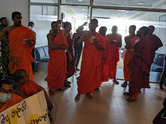 Buddhist and Pali University engaged in a protest