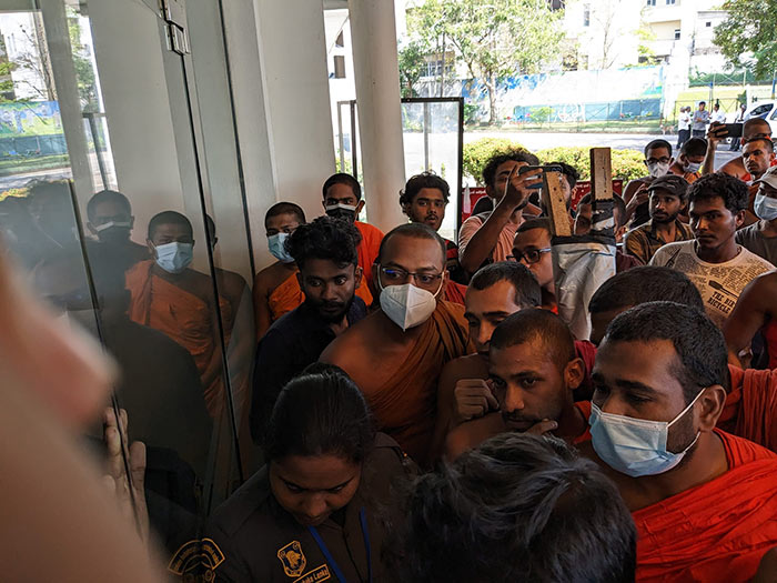 Buddhist and Pali University engaged in a protest