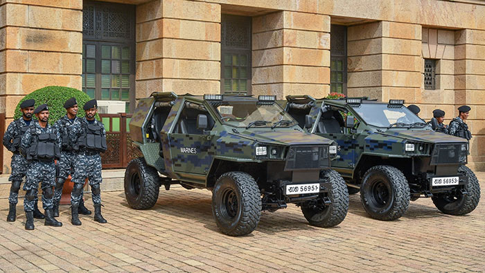 Sri Lanka President inspects locally-produced Combat All-Terrain Vehicles