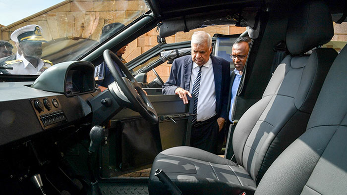 Sri Lanka President inspects locally-produced Combat All-Terrain Vehicles