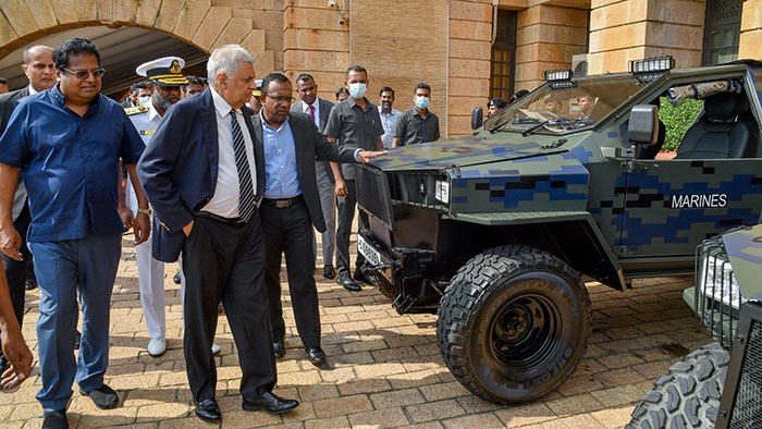 Sri Lanka President inspects locally-produced Combat All-Terrain Vehicles