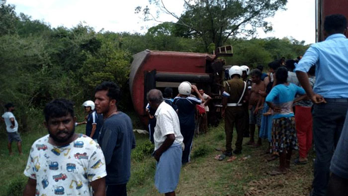 Train derails in Kantale Sri Lanka injuring 16 people including two guards