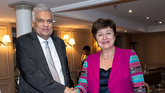Sri Lankan President Ranil Wickremesinghe with IMF Managing Director Kristalina Georgieva