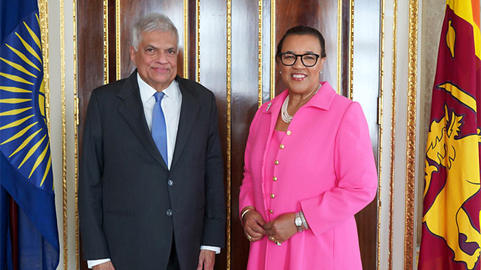 Sri Lanka President Ranil Wickremesinghe meets Commonwealth Secretary-General Patricia Scotland in United Kingdom