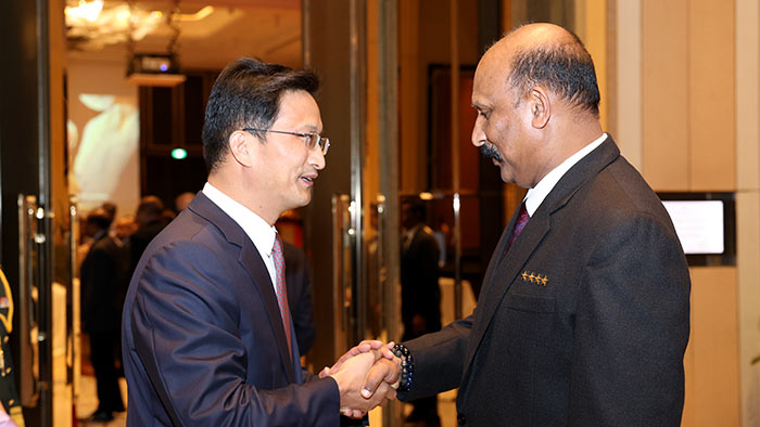 Ambassador of China H. E. Qi Zhenhong with Sri Lanka's Defence Secretary General Kamal Gunaratne
