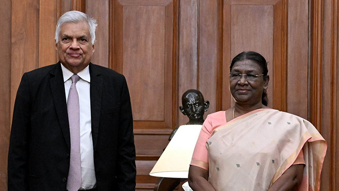 Sri Lankan President Ranil Wickremesinghe meets Indian President Droupadi Murmu