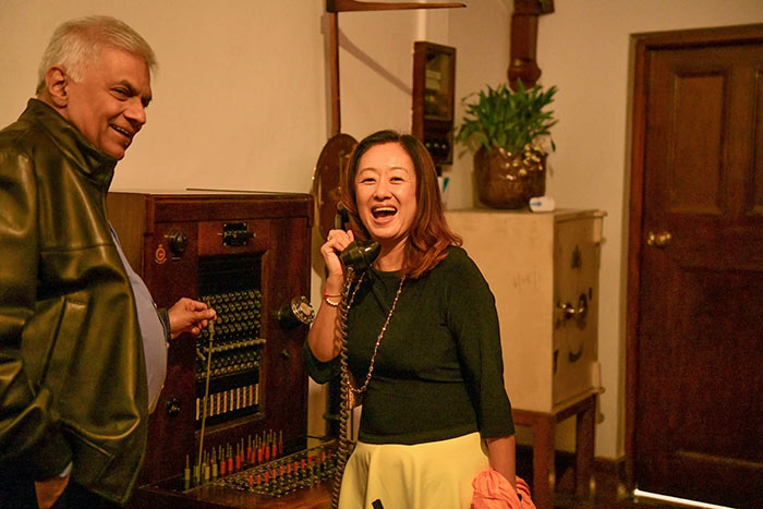 Sri Lanka President Ranil Wickremesinghe with U.S. Ambassador to Sri Lanka Julie J. Chung