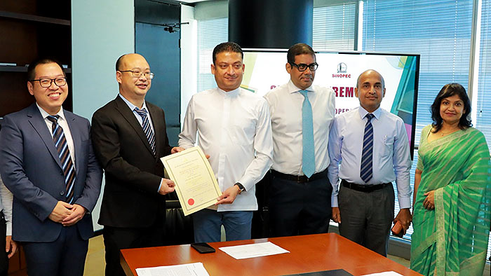 Sinopec sign agreement with Board of Investment of Sri Lanka (BOI) to operate, set up filling stations for distribution in Sri Lanka