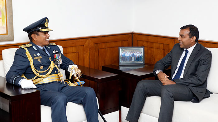 Air Force Commander Udeni Rajapaksa with State Minister of Defence Premitha Bandara Tennakoon