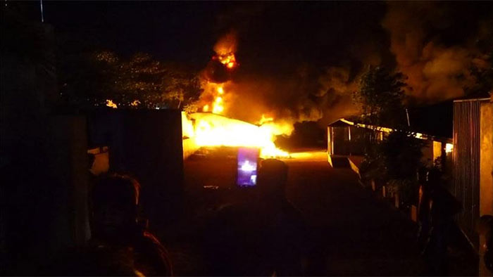 Massive fire reported at a factory in Homagama Industrial Zone Sri Lanka