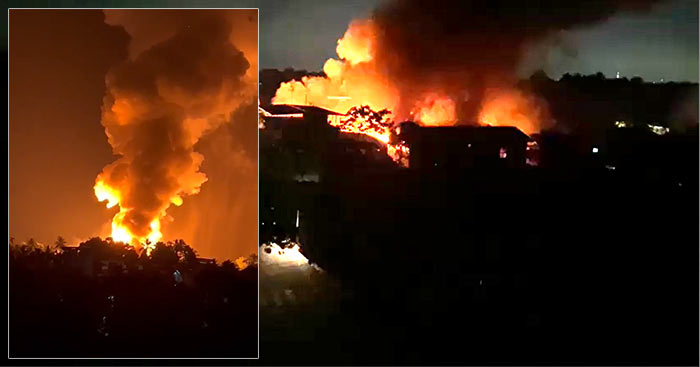 Massive fire reported at a factory in Homagama Industrial Zone Sri Lanka