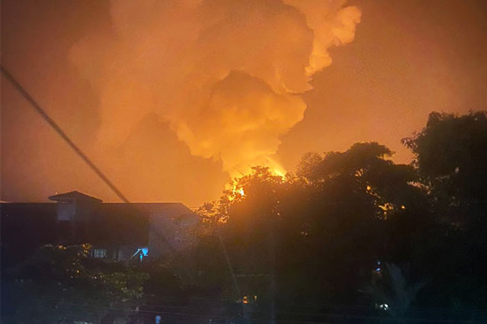 Massive fire reported at a factory in Homagama Industrial Zone Sri Lanka