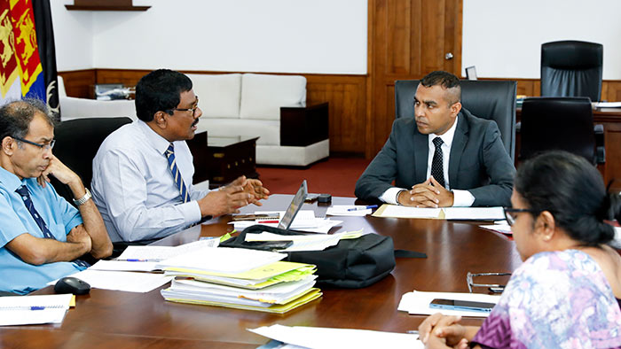 State Minister of Defence Premitha Bandara Tennakoon is at a meeting
