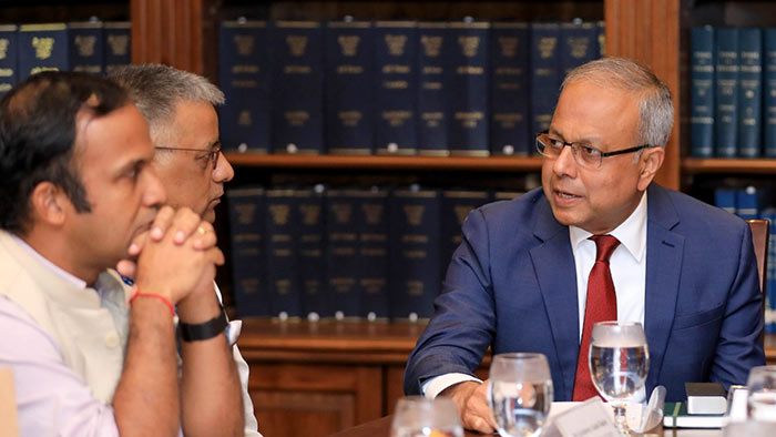 Senior Presidential Adviser Sagala Ratnayaka with Indian High Commissioner Gopal Baglay