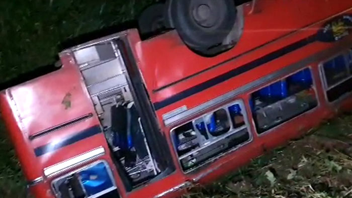 SLTB Bus falls down a precipice, injuring 18 in Watawala, Sri Lanka