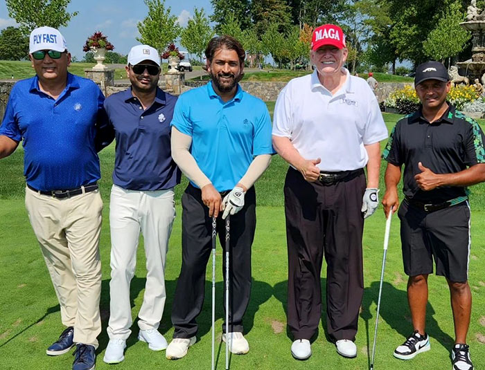 Mahendra Singh Dhoni with Donald Trump