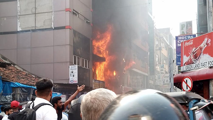 Fire in 2nd cross street in Pettah Colombo Sri Lanka