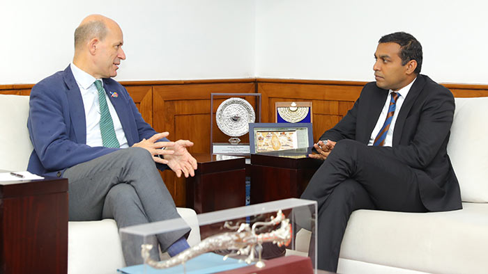 Ambassador of France to Sri Lanka H.E. Jean-François Pactet with Sri Lanka's State Minister of Defence Premitha Bandara Tennakoon